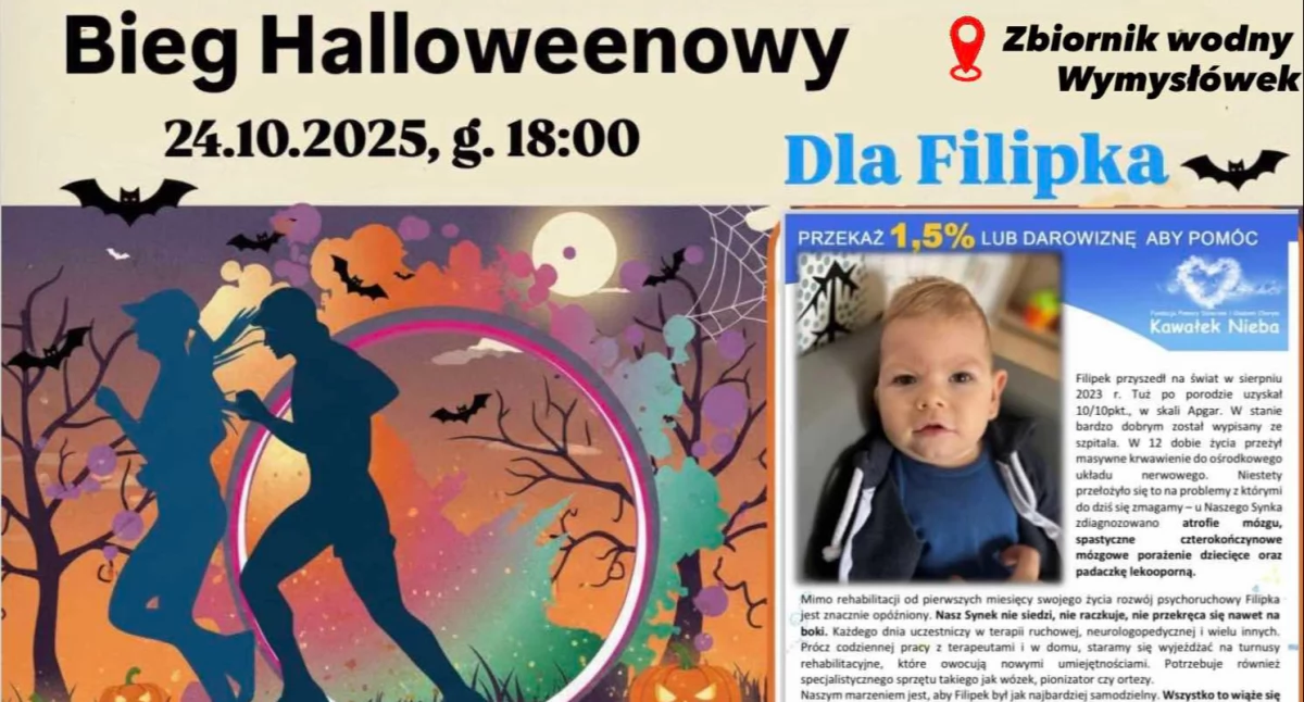 Rozbiegajmy Radomsko zaprasza na coroczny Halloweenowy Bieg. Tym razem dla 2-letniego Filipka