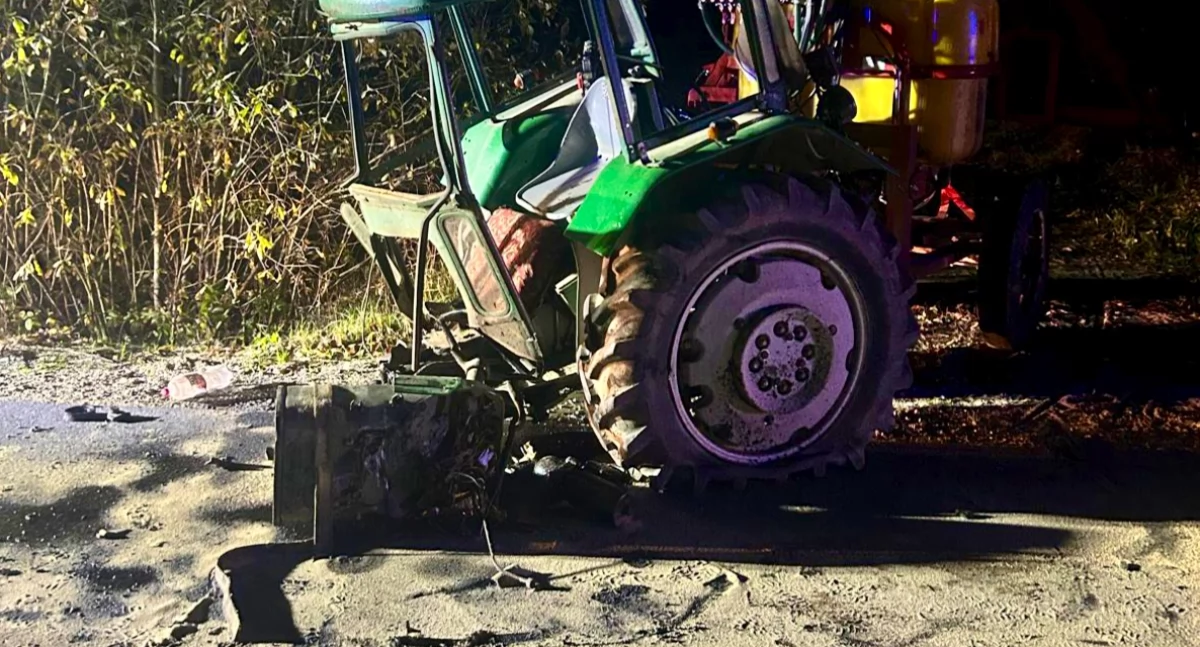 Zderzenie w Maksymowie. Ciągnik bez badań, kierowca bez prawa jazdy i do tego kompletnie pijany