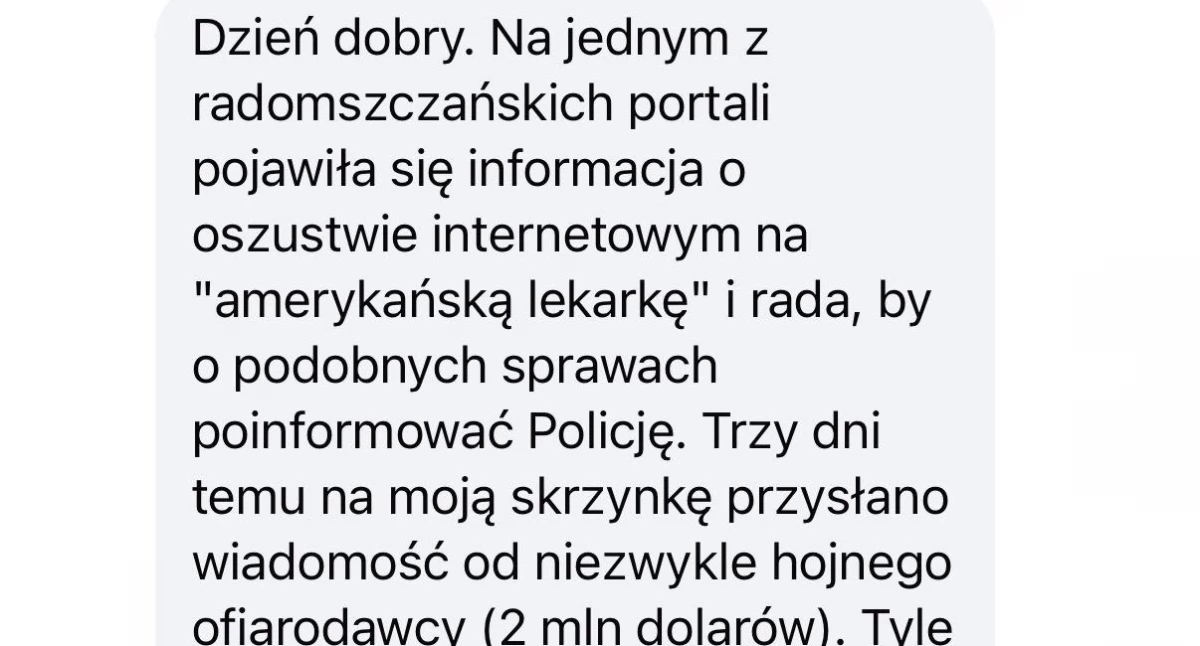 Mieszkanka powiatu informuje policję: - Ktoś chciał mi podarować… 2 miliony dolarów