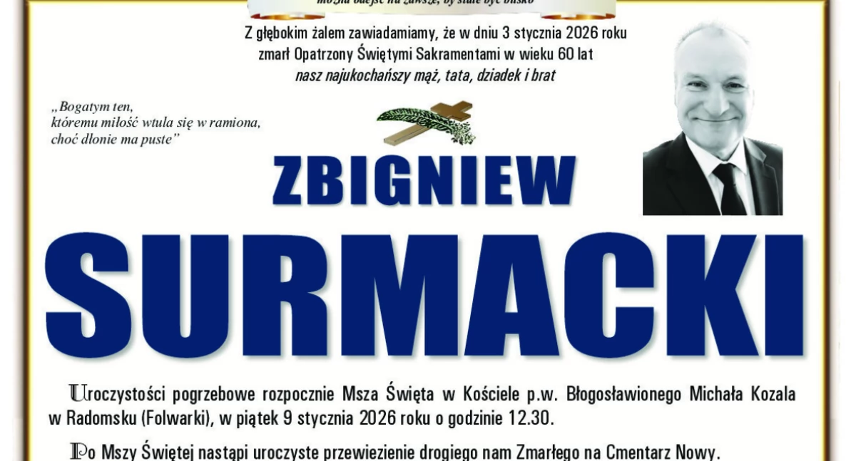 Zmarł Zbigniew Surmacki. Prezes Ochotniczej Straży Pożarnej w dzielnicy Folwarki miał 60 lat