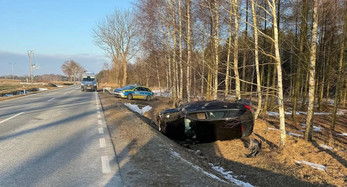 Wypadek w Maluszynie. Audi wjechało do rowu. 54-letni kierowca poszkodowany