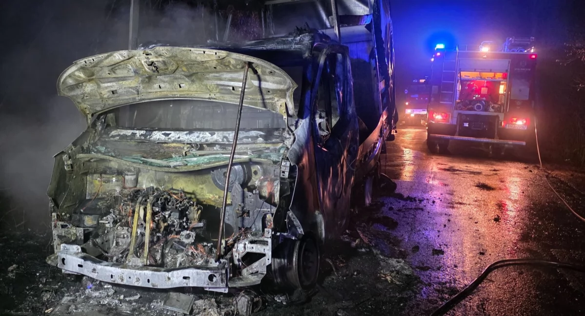 Samochód uderzył w sarnę, a potem się zapalił. Kierowcy nic się nie stało