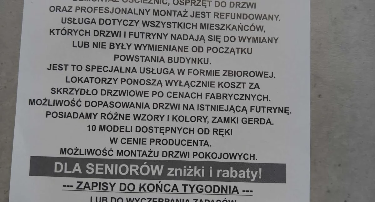 Czytelniczka: - To na pewno oszustwo. Człowiek od ulotek: - Nie podam nazwy firmy przez telefon. Bo tak