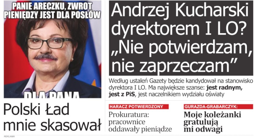 W najnowszej Gazecie Radomszczańskiej: Kucharski dyrektorem I LO? 