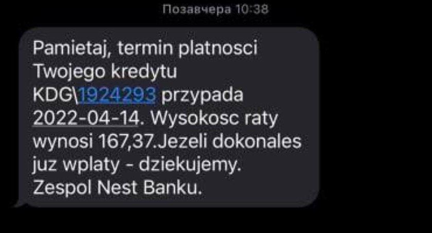 Uwaga! Oszustwo! Ukrainiec otrzymał SMS z informacją, że zalega z ratą kredytu. Tylko, że żadnego nie wziął