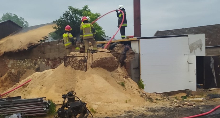 Pożar budynku gospodarczego w Kolonii Dobryszyce. Dach zapalił się od komina
