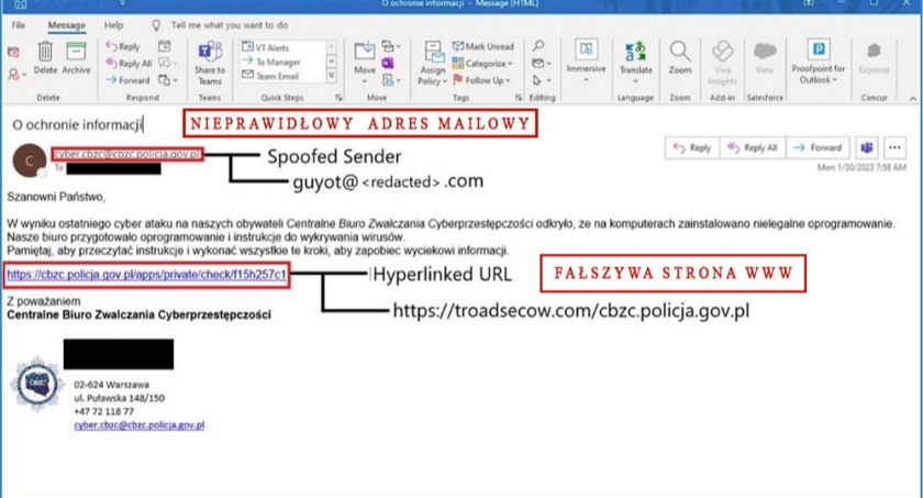 Uwaga na maile o rzekomym cyberataku. Oszuści podszywają się pod CBZC. Chcą wyłudzić poufne dane