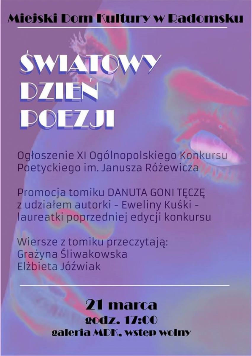 Konkursy, promocja tomiku, czytanie wierszy. Tak zapowiada się Światowy Dzień Poezji w Radomsku
