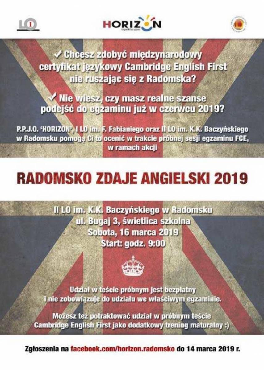 Na jakim poziomie jest twój angielski? VI edycja Radomsko Zdaje Angielski 2019
