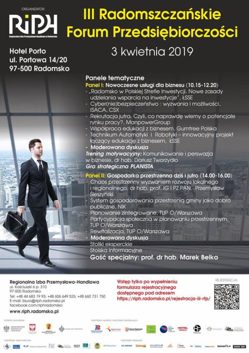 Za chwilę III Radomszczańskie Forum Przedsiębiorczości z prof. Markiem Belką