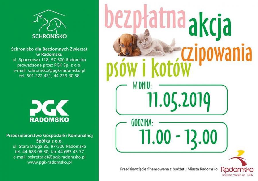Schronisko w Radomsku: 11 maja bezpłatne czipowanie psów i kotów