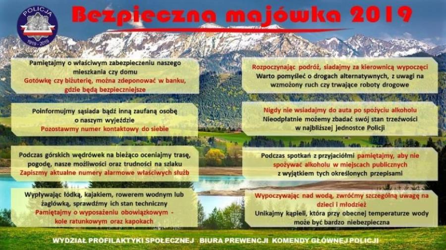 Policja radzi: bezpieczna majówka 2019