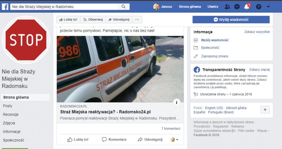 Powstał facebookowy profil 