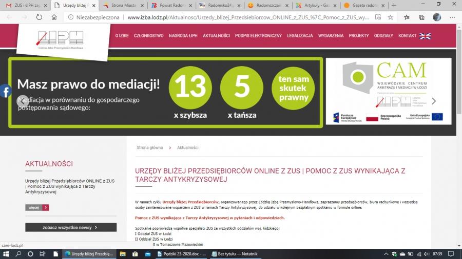 II webinarium dla zainteresowanych wsparciem z Tarczy Antykryzysowej