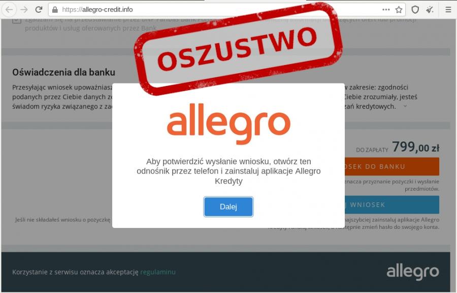 Policja ostrzega: aplikacja Allegro Kredyty to oszustwo. Nie daj się nabrać
