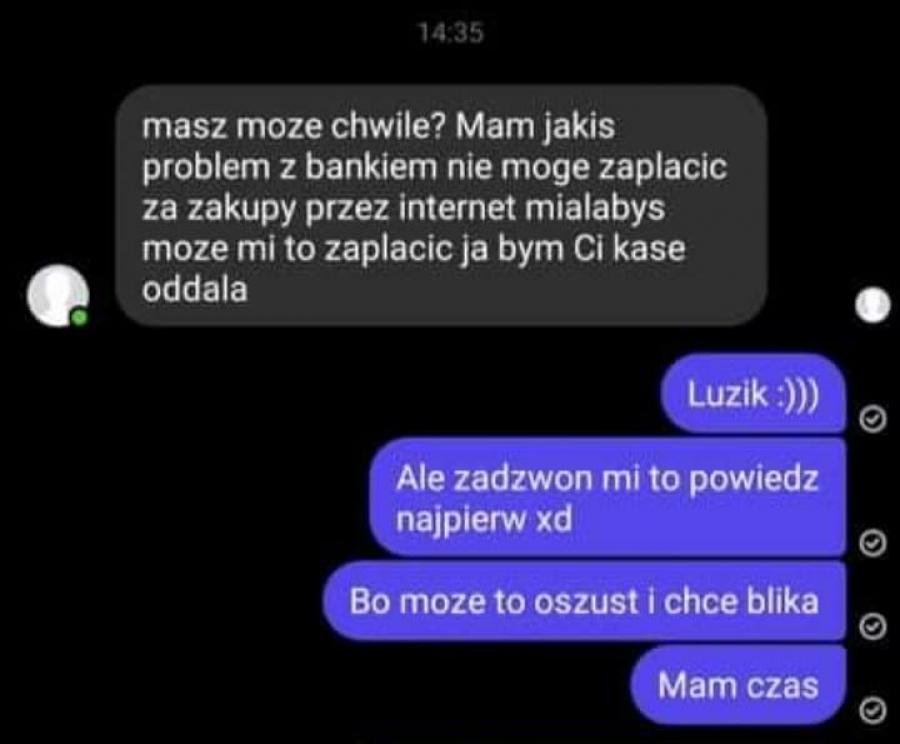 Uwaga oszustwo! „Mam problem z bankiem, nie mogę zapłacić, pomożesz?”