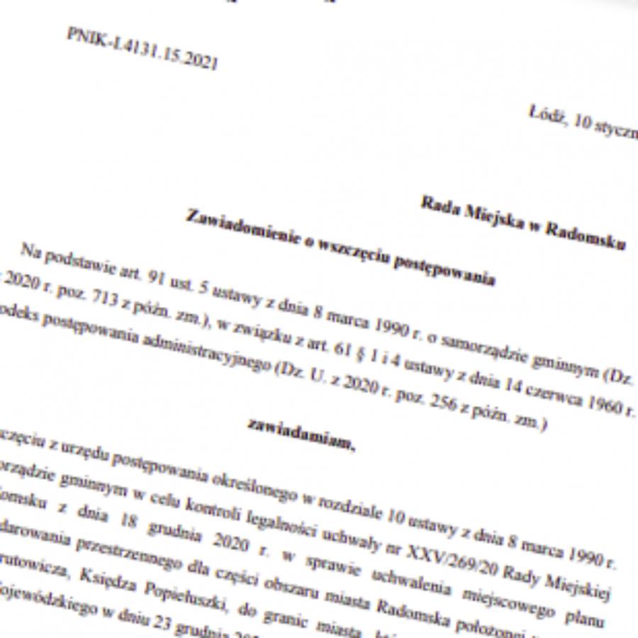 Wadliwa uchwała Rady Miejskiej w Radomsku: nieprawidłowy załącznik i brak podpisu
