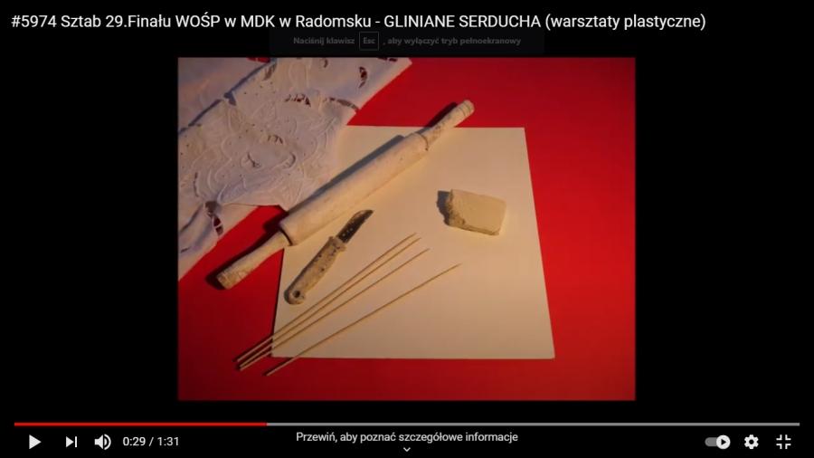 [WIDEO] WOŚP - na początek wirtualne warsztaty w MDK - gliniane serducha