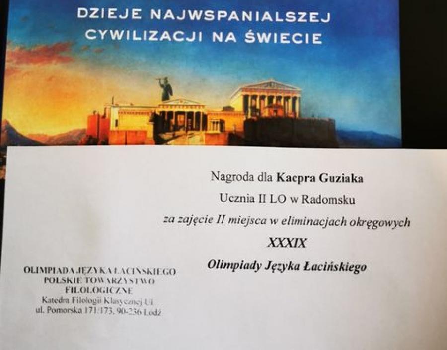 Kacper Guziak z II LO finalistą Olimpiady Języka Łacińskiego i Kultury Antycznej