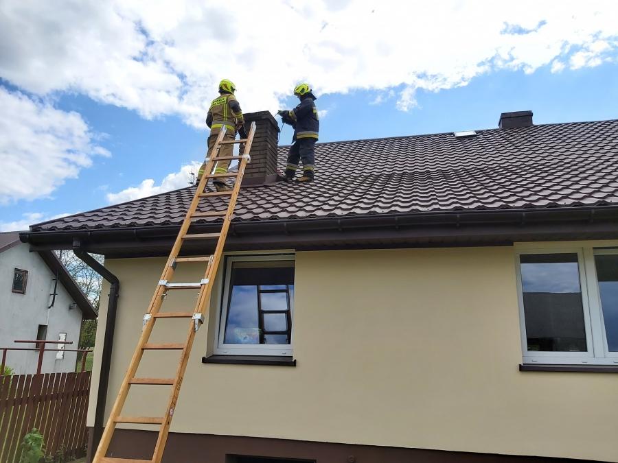 Pożar sadzy w miejscowości Kaleń w gminie Przedbórz