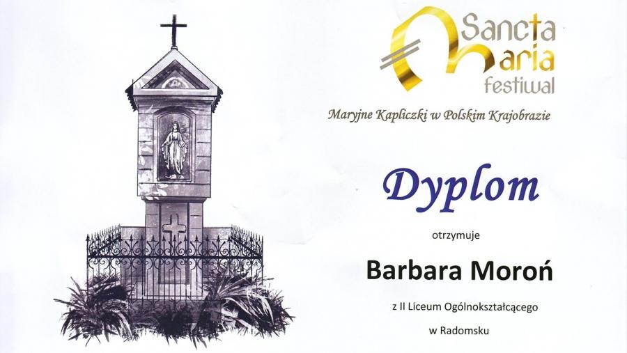 Barbara Moroń z II LO z II miejscem w Ogólnopolskim Festiwalu 