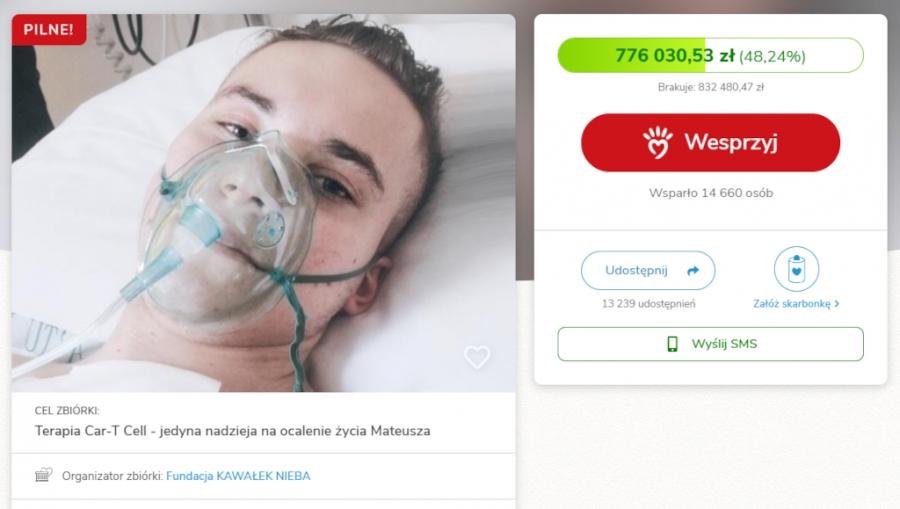 Walka o życie Mateusza Czapli. Licznik bije, z każdą sekundę jest bliżej celu