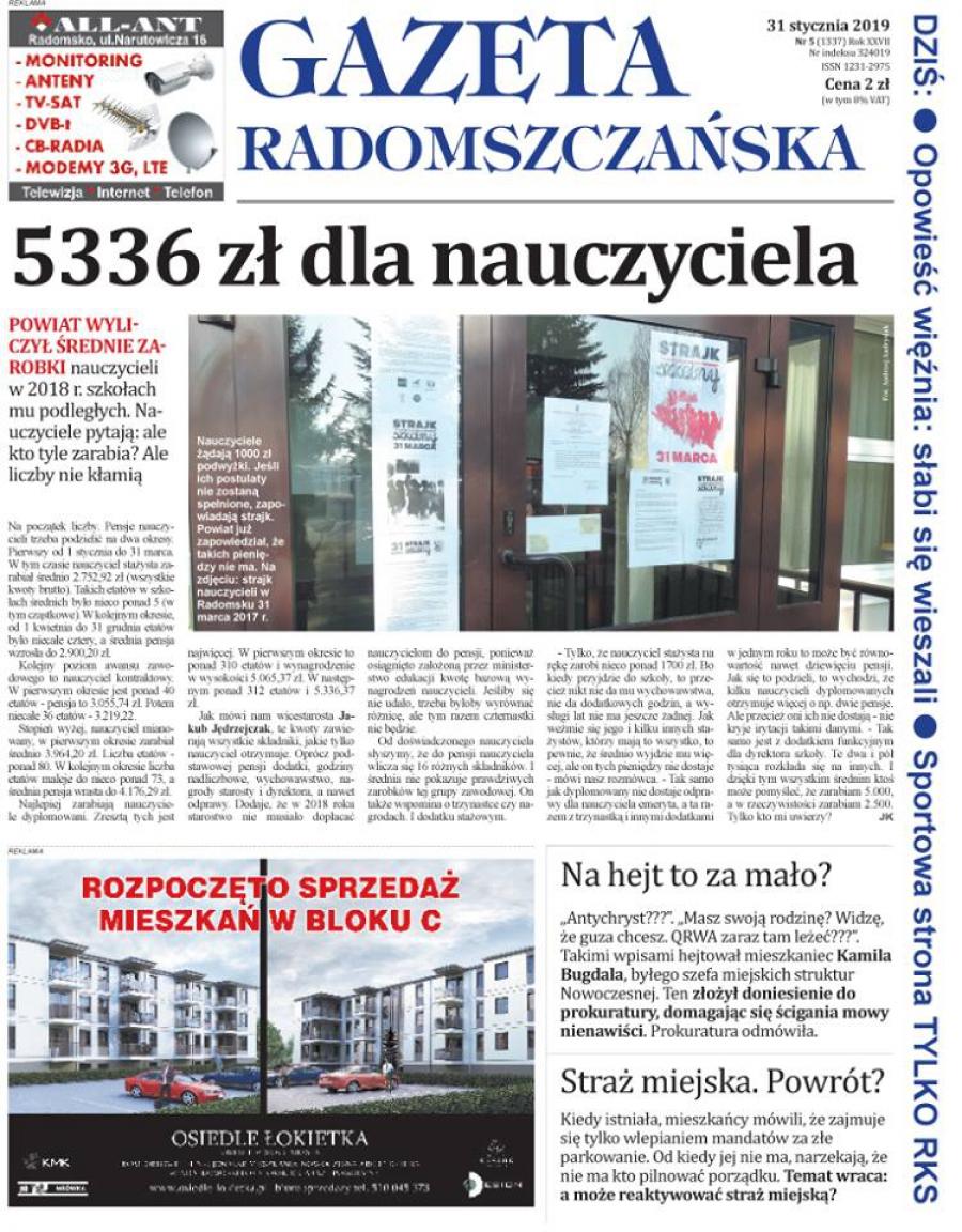 [Nowe wydanie Gazety Radomszczańskiej] 5336 zł dla nauczyciela