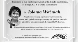 Zespół Szkół Elektryczno-Elektronicznych żegna wicedyrektor Jolantę Woźniak. Pogrzeb odbędzie się w poniedziałek na Nowym Cmentarzu