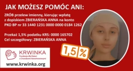 Będziesz się rozliczał? 1 procentem możesz pomóc Ani Zbierańskiej, uczennicy I LO, która walczy z chorobą