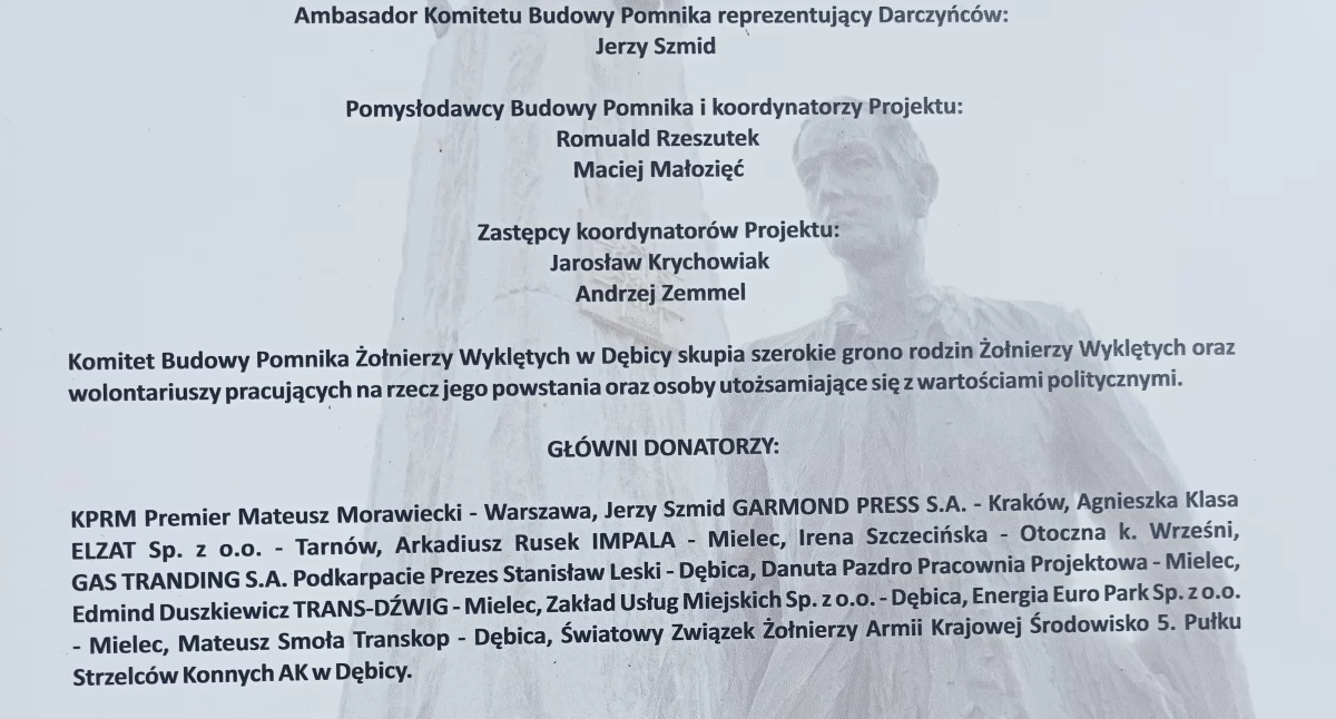 Na tablicach pod pomnikiem 204 nazwiska, nazwy firm i instytucji