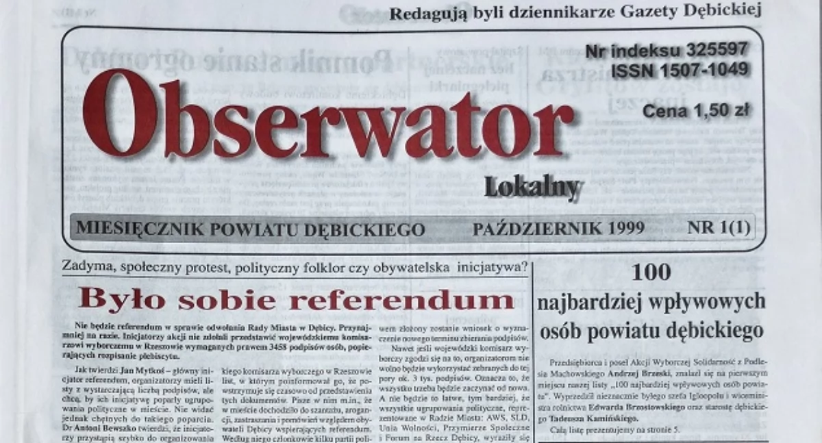 8 października 1999 roku ukazał się pierwszy numer Obserwatora Lokalnego