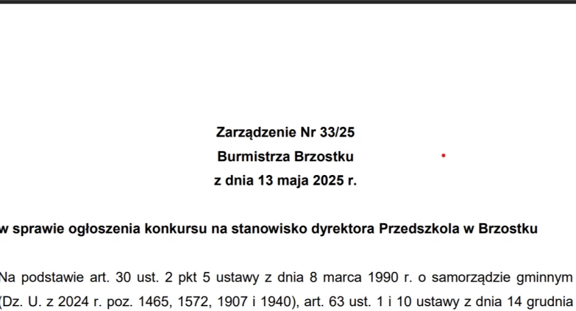 W Brzostku jest praca dla dyrektora przedszkola