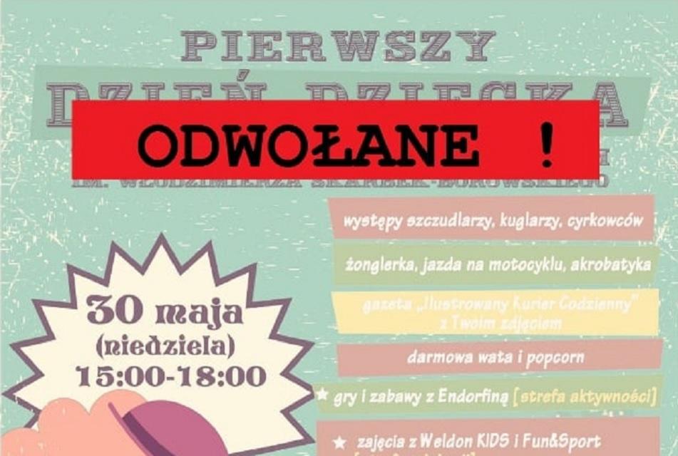 Impreza z okazji Dnia Dziecka ODWOŁANA!