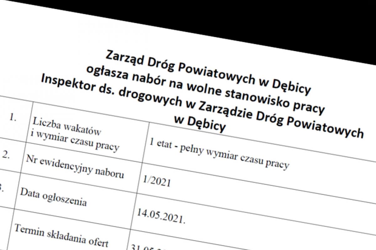 Czeka praca w Zarządzie Dróg Powiatowych