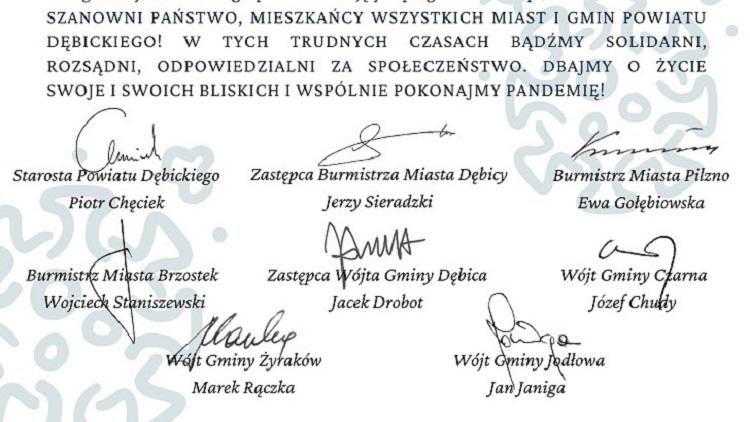 Wspólnie pokonajmy pandemię - apel starosty, burmistrzów i wójtów