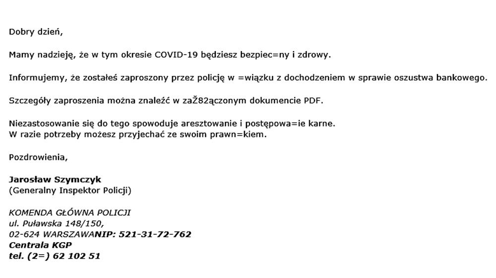 I ty możesz dostać wezwanie na policję