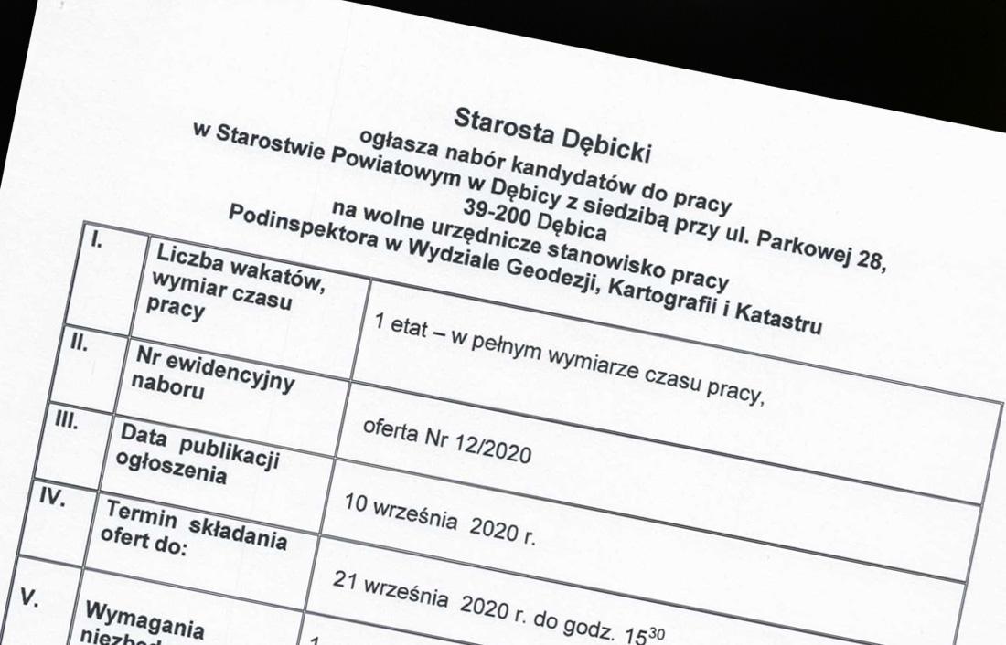 Czeka praca w Starostwie Powiatowym