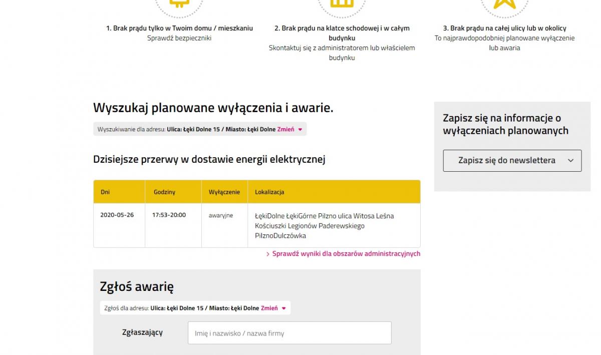 Awaria zasilania, bez prądu trzy miejscowości