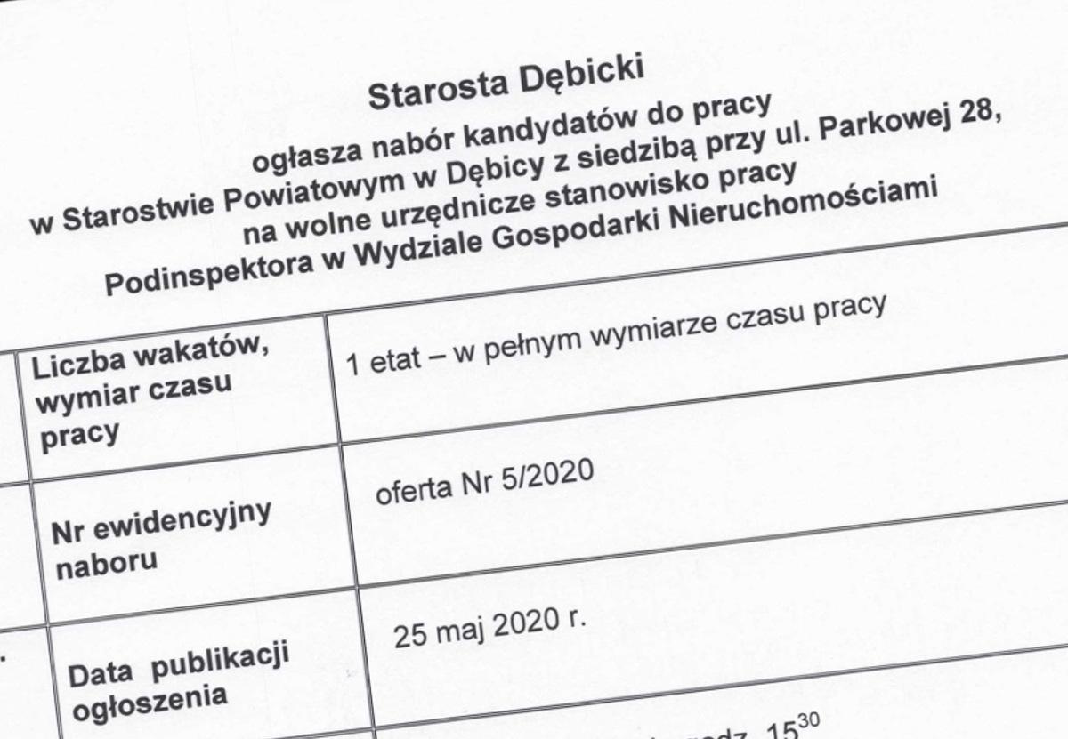 Czeka praca w Starostwie Powiatowym