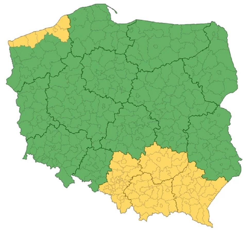 Ostrzeżenie dla powiatu. Może być groźnie