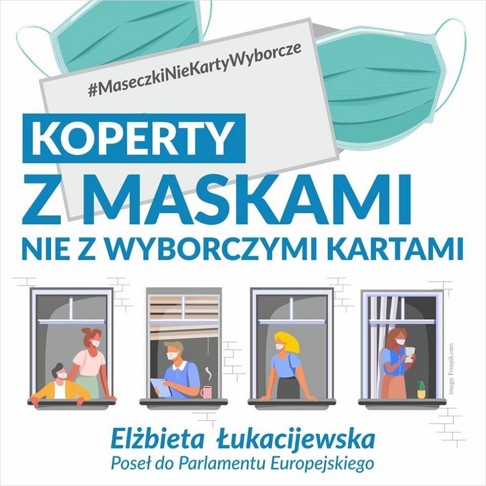 Elżbieta Łukacijewska rozdaje maski