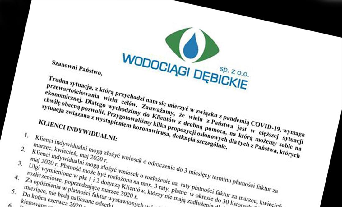 Rachunki za wodę możesz odroczyć, albo spłacać na raty