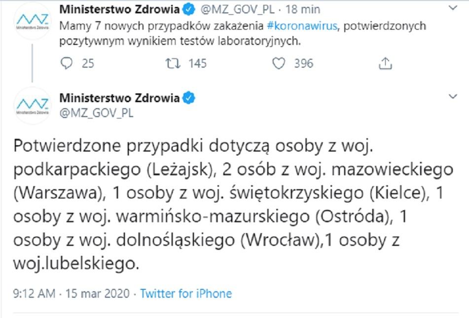 Ósma osoba zarażona w województwie