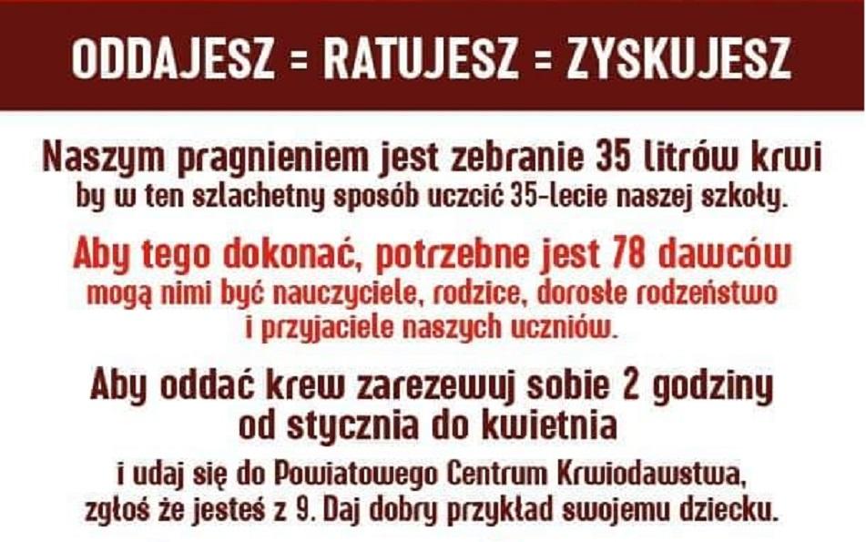 Chcą zebrać 35 litrów krwi. Pomożesz?