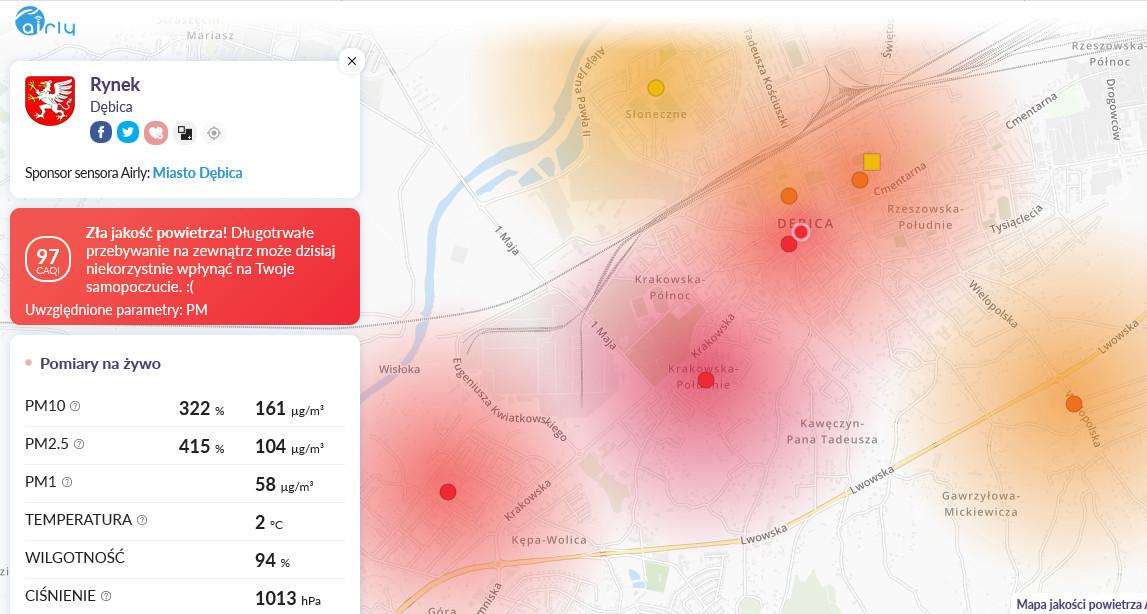 Uwaga! Nad Dębicą wisi smog