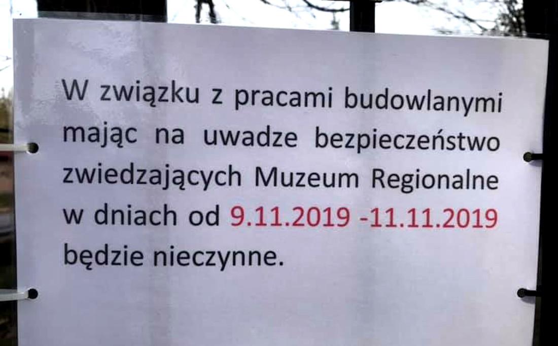 Muzeum będzie nieczynne 
