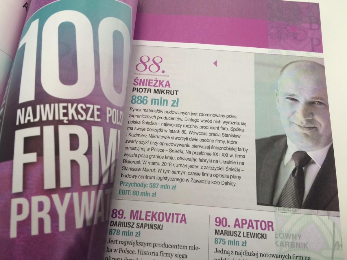 Śnieżka znów w rankingu Forbesa