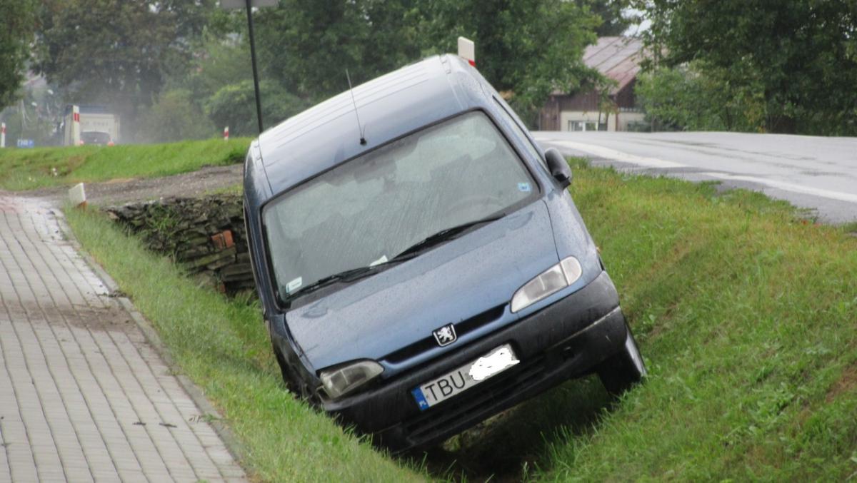 Pił, prowadził bez prawa jazdy i wpadł do rowu - zdjęcia