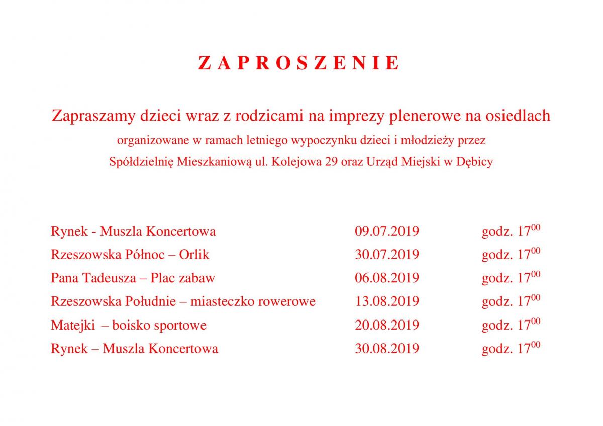 Spółdzielnia zaprasza na imprezy plenerowe