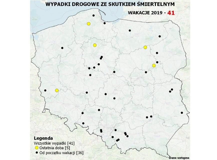 Ponad czterdzieści wypadków śmiertelnych od początku wakacji